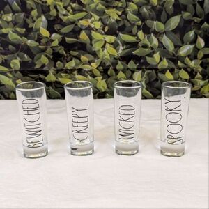 Rae Dunn BEWITCHED, CREEPY, SPOOKY, WICKED Halloween Shooter Shot Glass Set